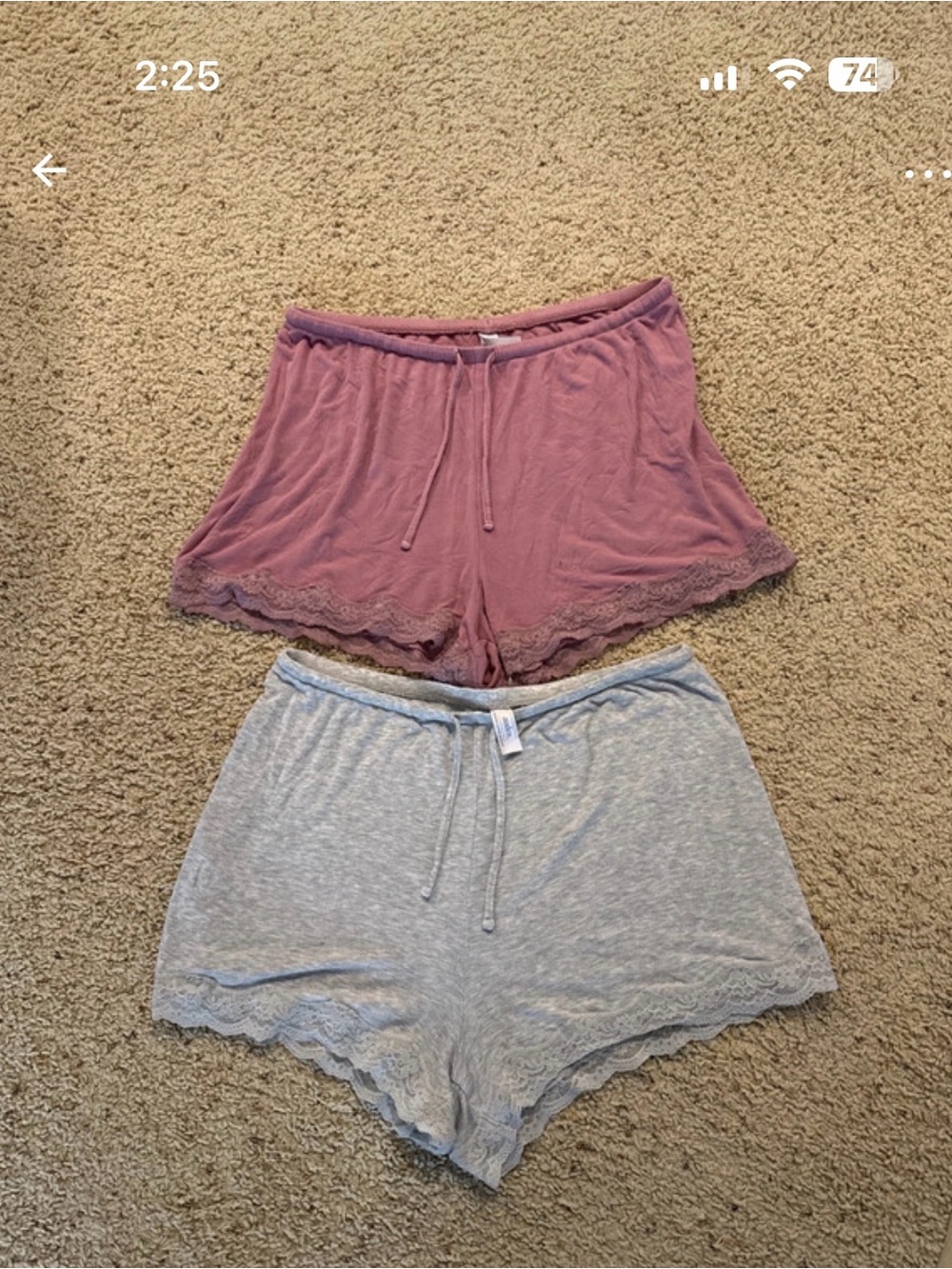 Auden Lace-Trim Sleep Shorts - Mauve Pink & Light Gray